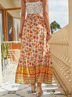 Stylish Bohemian Skirts Free Spirit Floral Printed High Waist Rayon Robes