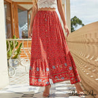 Stylish Bohemian Skirts Free Spirit Floral Printed High Waist Rayon Robes