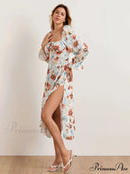 Stylish Botanical Midi Puff Sleeve Square Neck Floral Dress