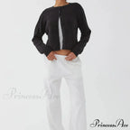 Stylish Crew Neck Button Up Front Cardigan