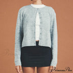 Stylish Crew Neck Button Up Front Cardigan