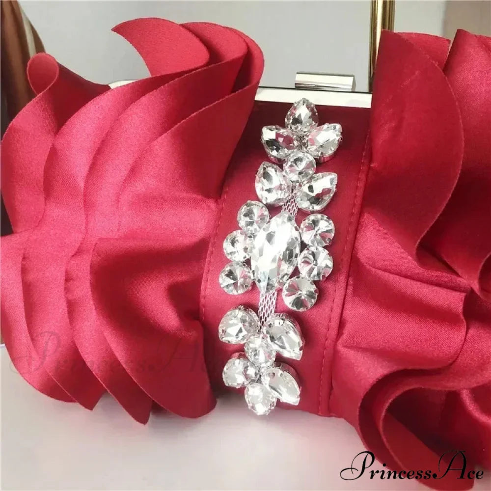 Stylish Crimson Night Rhinestone Clutch Wristlet