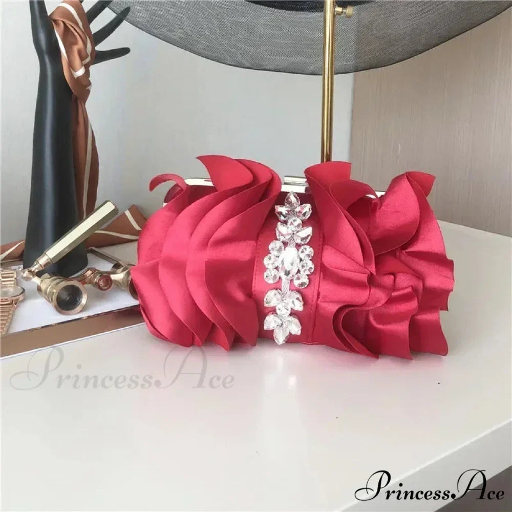 Stylish Crimson Night Rhinestone Clutch Wristlet