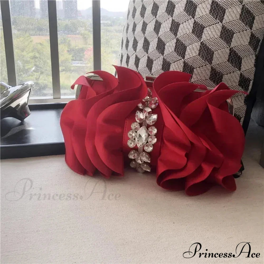 Stylish Crimson Night Rhinestone Clutch Wristlet