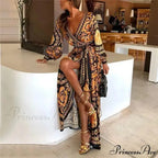 Stylish Cultural Bohemian Pattern Maxi Dress