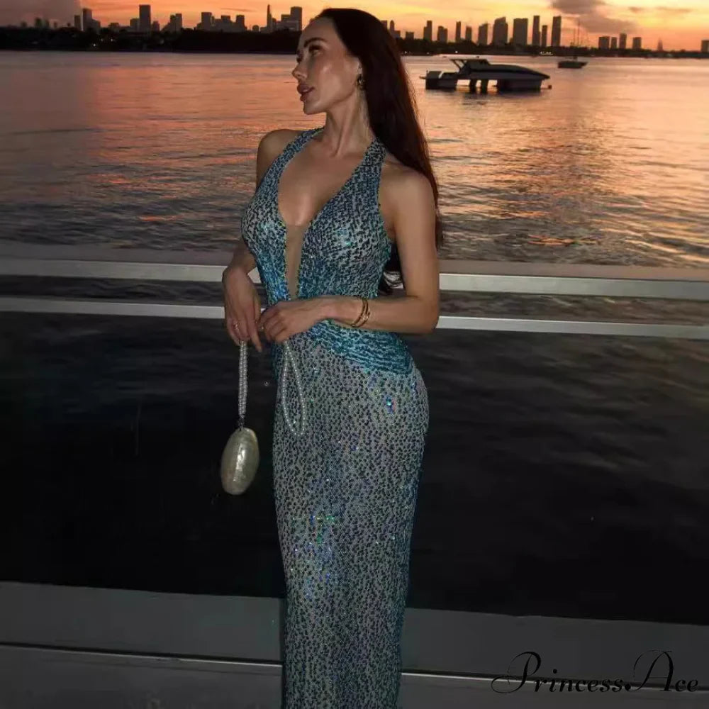 Stylish Ebony Beaded Bandage Celebration Dress Prom Dress