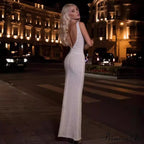Stylish Elastic Long Dress Open-back Celebration Dress