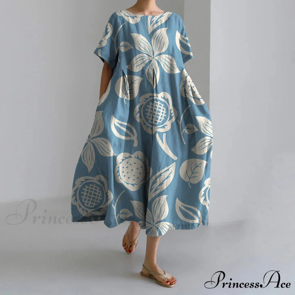 Stylish Fall Vintage Flower Pattern Circular Neck Evening Gown