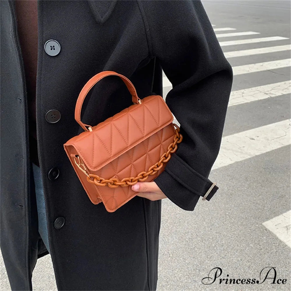 Stylish Faux Leather Square Crossbody Purse