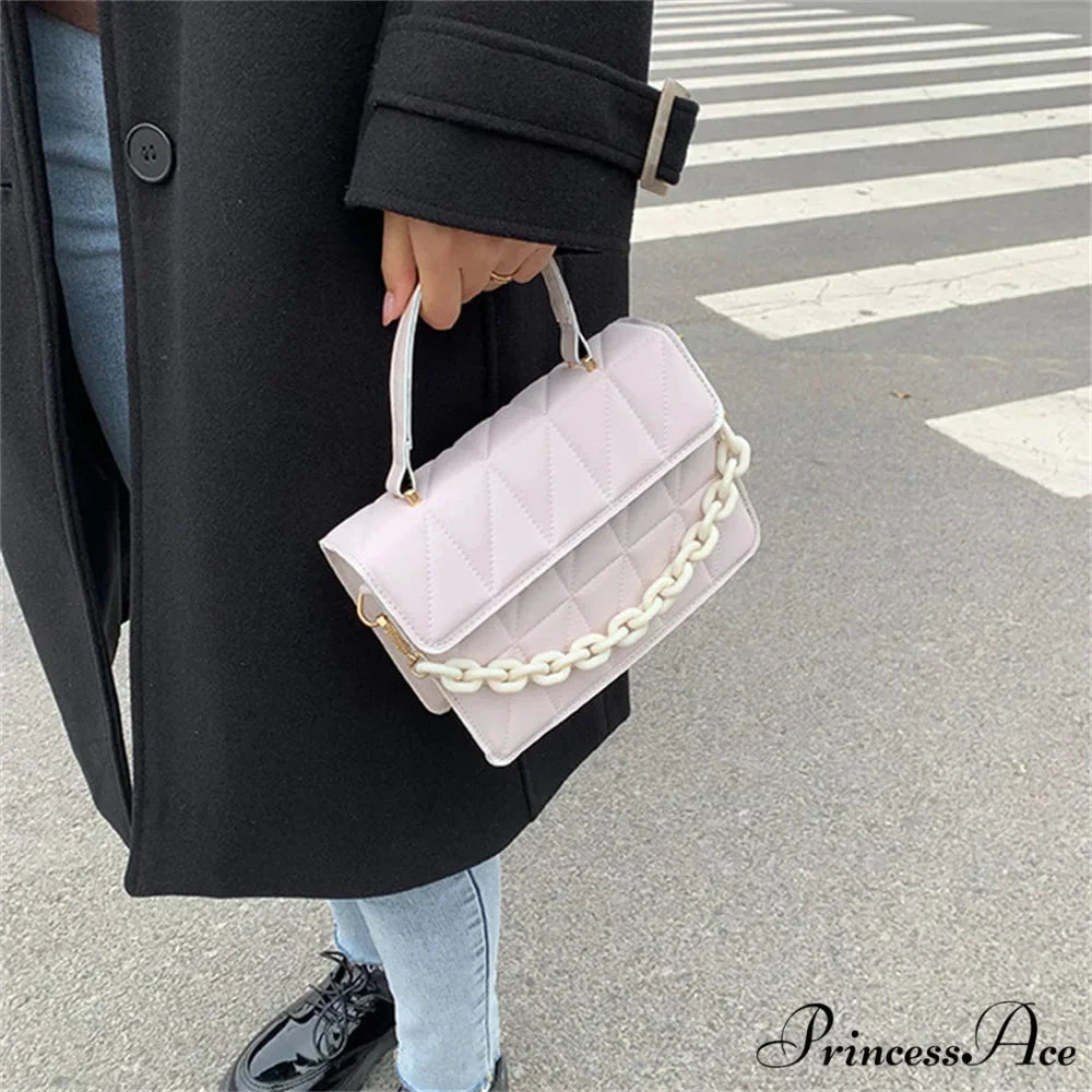 Stylish Faux Leather Square Crossbody Purse