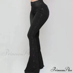 Stylish Flare Control Tummy Skin-Touch Skinny Women Wide Leg Flare Denim Trousers Jeans