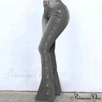 Stylish Flare Control Tummy Skin-Touch Skinny Women Wide Leg Flare Denim Trousers Jeans