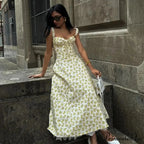 Stylish Flower Pattern Summer Midi Dress