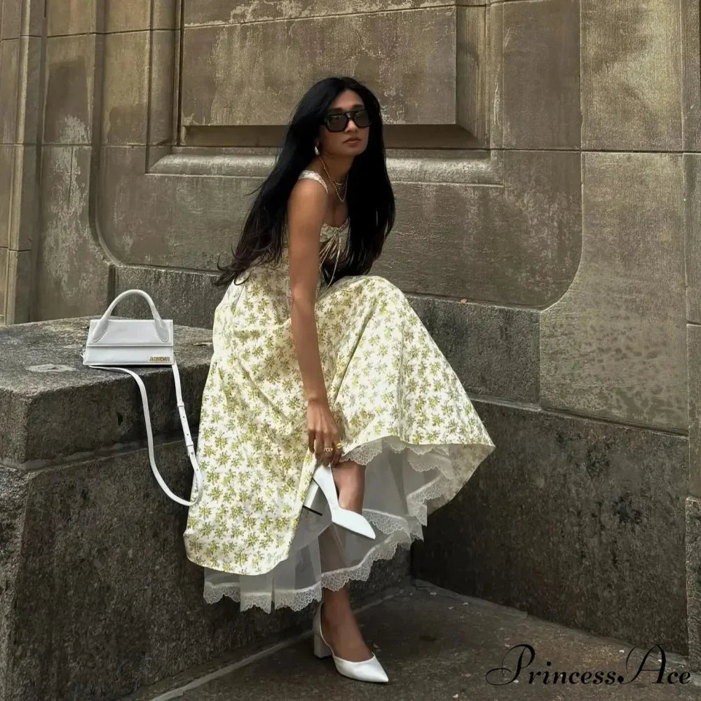 Stylish Flower Pattern Summer Midi Dress