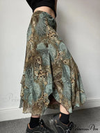 Stylish Flower Pattern Uneven Bohemian Holiday Lace Skirt