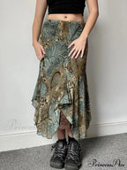 Stylish Flower Pattern Uneven Bohemian Holiday Lace Skirt