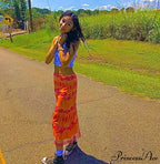 Stylish Flower Patterned Skirt Vibrant Hippie Informal Seaside Skirt