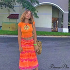 Stylish Flower Patterned Skirt Vibrant Hippie Informal Seaside Skirt