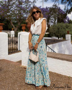 Stylish Flower Pleats Free-Spirited Stretchy High Waist Skirt