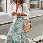 Stylish Flower Pleats Free-Spirited Stretchy High Waist Skirt