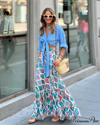 Stylish Flower Pleats Free-Spirited Stretchy High Waist Skirt