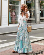 Stylish Flower Pleats Free-Spirited Stretchy High Waist Skirt