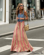 Stylish Flower Pleats Free-Spirited Stretchy High Waist Skirt