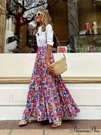 Stylish Flower Pleats Free-Spirited Stretchy High Waist Skirt