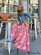 Stylish Flower Pleats Free-Spirited Stretchy High Waist Skirt
