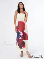 Stylish Flower Strapless Relaxed Fit Flower Dress