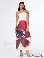 Stylish Flower Strapless Relaxed Fit Flower Dress