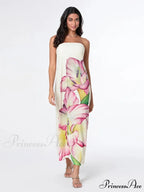 Stylish Flower Strapless Relaxed Fit Flower Dress
