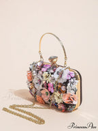 Stylish Flowered Beaded Clutch Evening Bag Wedding Purse