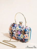 Stylish Flowered Beaded Clutch Evening Bag Wedding Purse