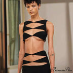 Stylish Hollow-Cut Two-Piece Bandage Dress Celebrity Prom Dress