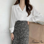 Stylish Lantern Sleeve Suit Collar Baggy Office Blouse