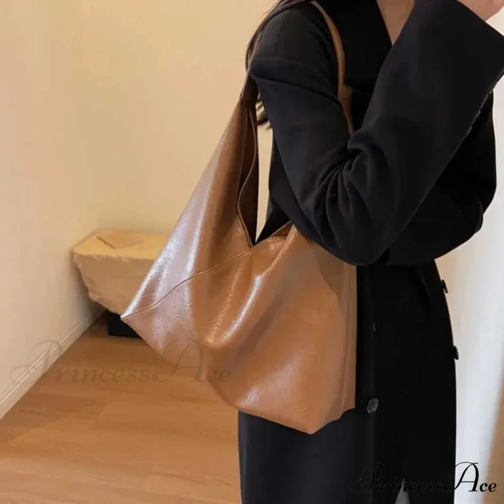 Stylish Leather Large Hobo Shoulder Bag
