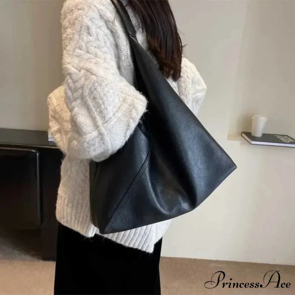 Stylish Leather Large Hobo Shoulder Bag