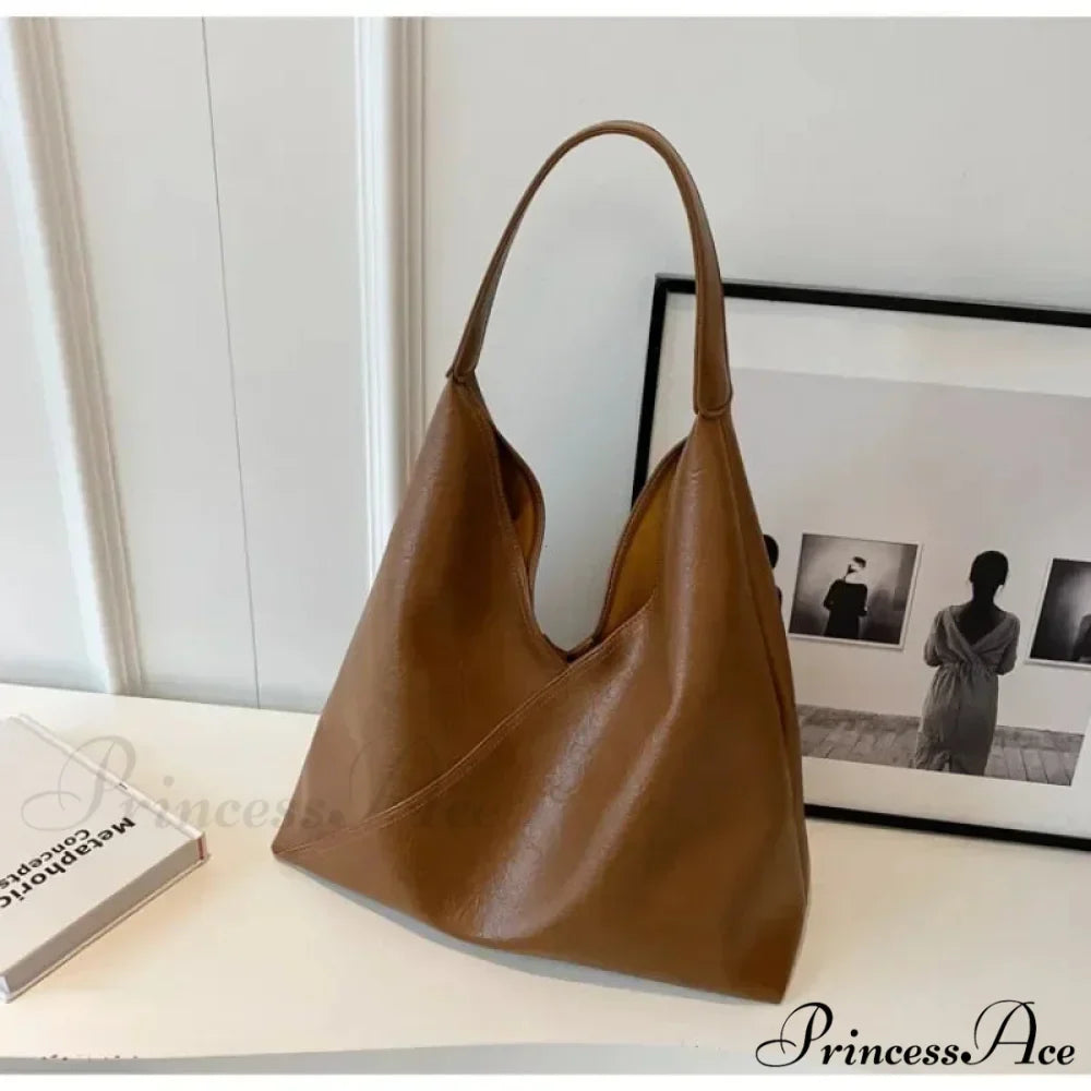 Stylish Leather Large Hobo Shoulder Bag