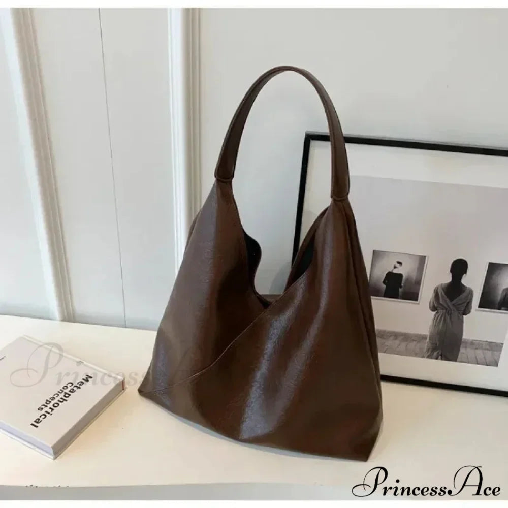 Stylish Leather Large Hobo Shoulder Bag