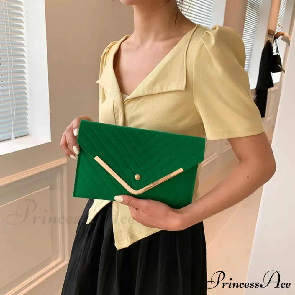 Stylish Night Felt Envelope Clutch Wristlet