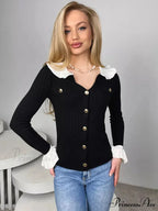 Stylish Patchwork Frill Long Sleeve Cardigan