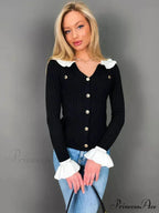 Stylish Patchwork Frill Long Sleeve Cardigan