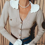 Stylish Patchwork Frill Long Sleeve Cardigan