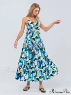 Stylish Pattern Spaghetti Strap Open-Back Sweetheart Flowy Cami Floral Dress