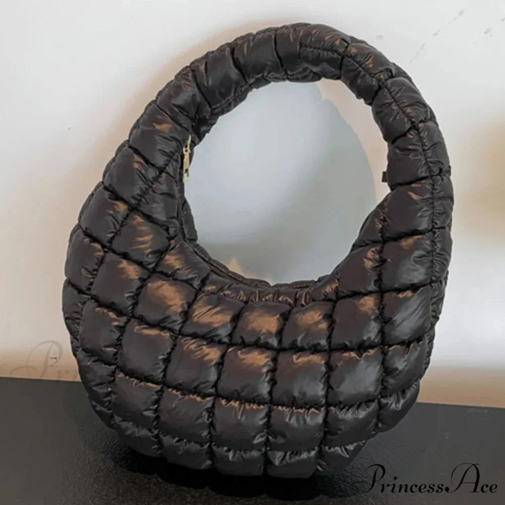 Stylish Quilted Puffer Fluffy Pleated Shoulder Handbag