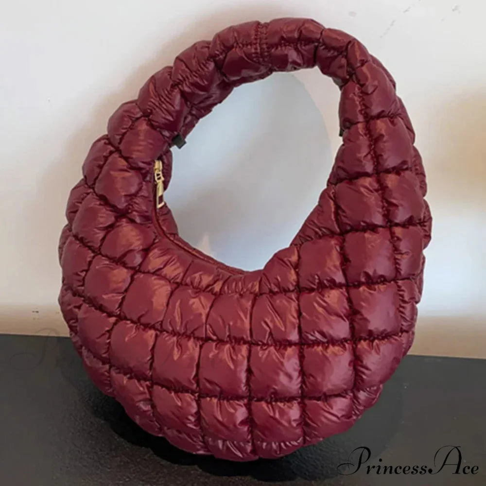 Stylish Quilted Puffer Fluffy Pleated Shoulder Handbag
