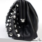 Stylish Rivets Dark Clutch Wristlet