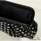 Stylish Rivets Dark Clutch Wristlet
