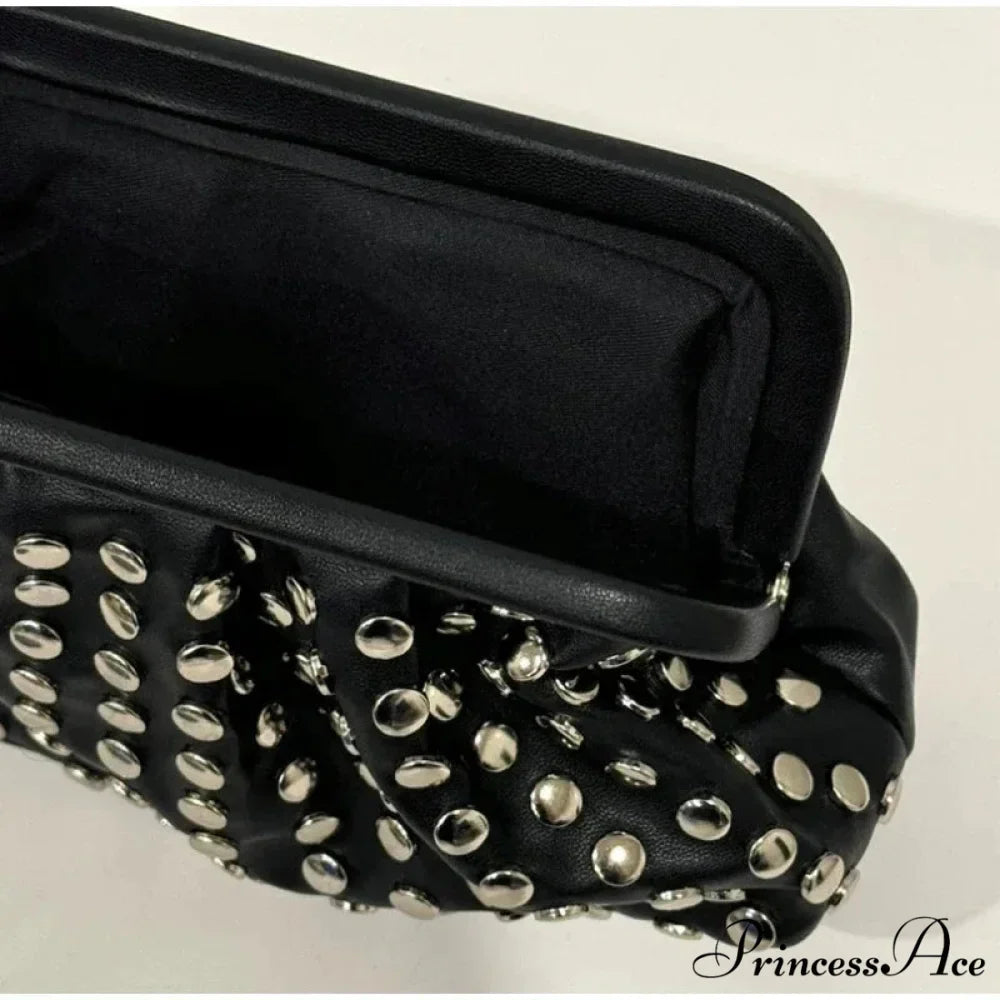 Stylish Rivets Dark Clutch Wristlet